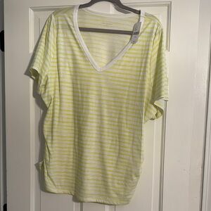Lane Bryant 18/20 Lime Striped V-Neck
